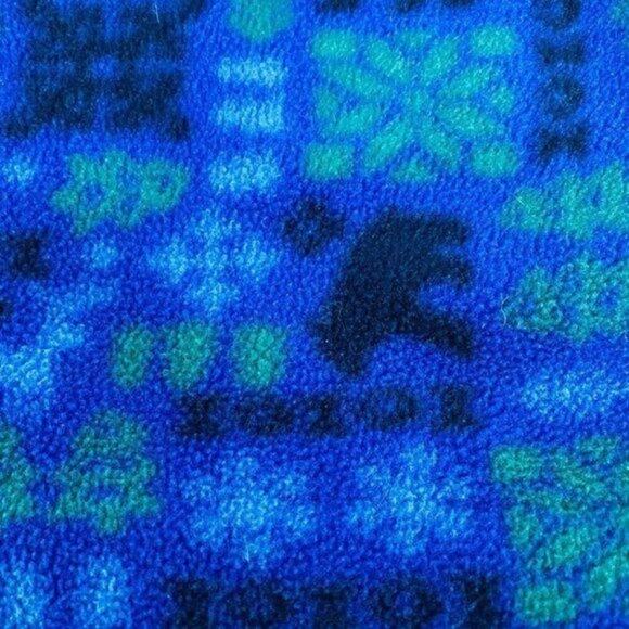 Lands End Fleece Hat Green Blue Bear Snowflake Unisex Kids XS/S - Picture 5 of 7